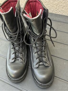 Danner Black Lace-Up Combat Boots with Gore Tex Lining 10